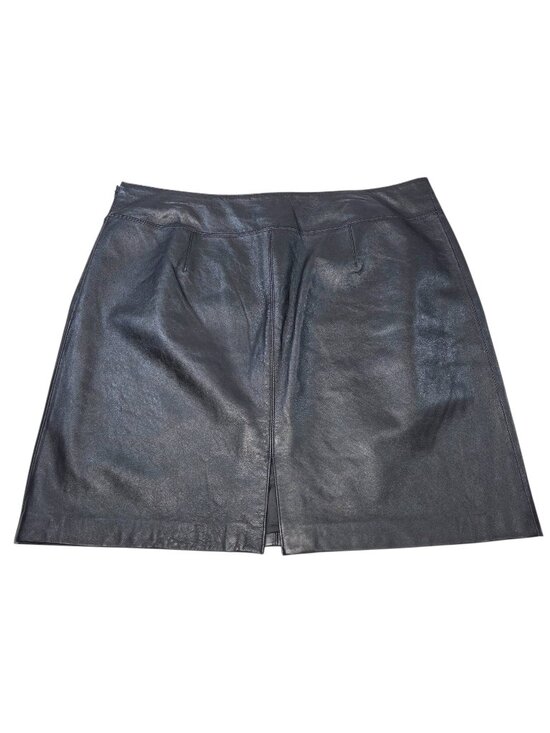 Vintage Y2K Black Leather Mini Skirt - Picture 2 of 7